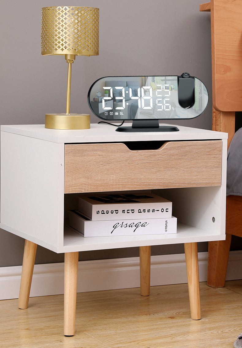 Spiegel LED Display Radio Wekker met Projectie en USB Charger